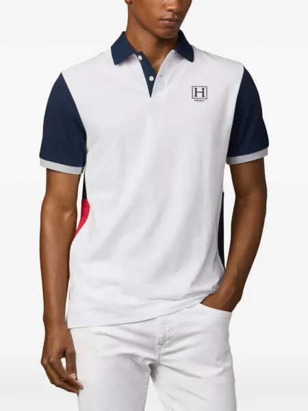 Tricou polo Hackett London cu broderie alb