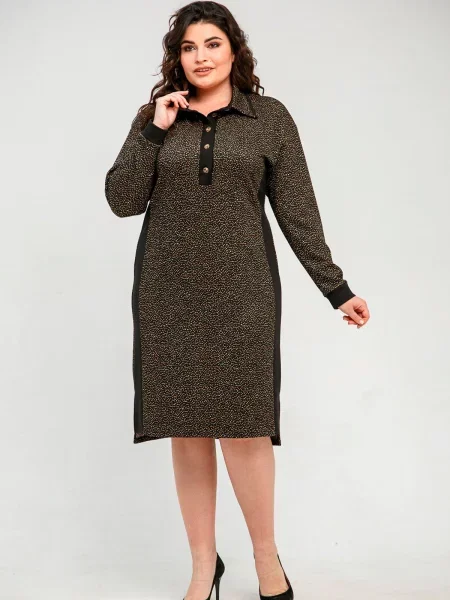 Сукня міді All Posa вовна/віскоза коричневий