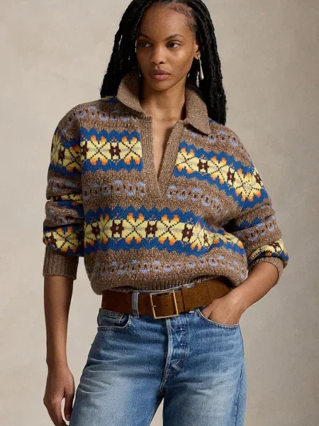 Polo Ralph Lauren pulover pentru femei cu lână maro