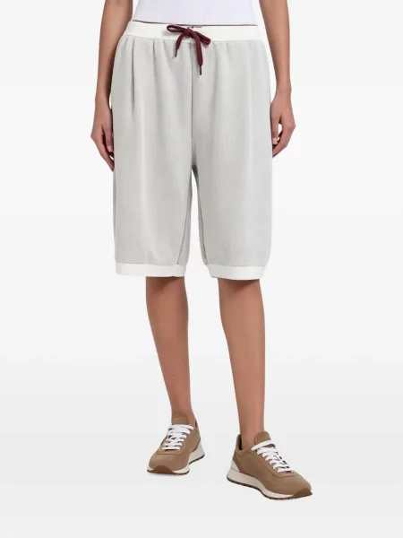Pantaloni scurți Brunello Cucinelli tricotate cu cordon gri