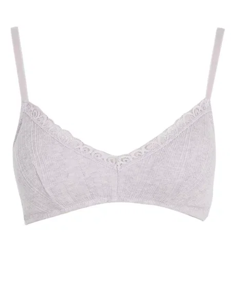 Сутиен с триъгълни чашки Defacto с дантела сиво
