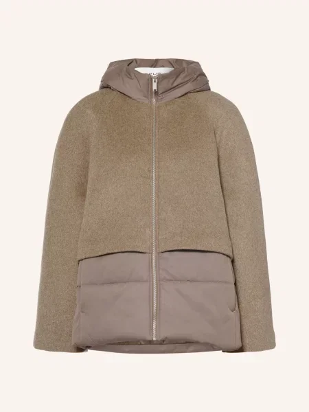 Opus Prošívaná Bunda Halenkos Z Kombinace Materiálů černošedá / khaki