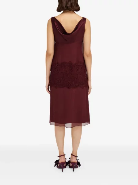 Rochie midi Ferragamo din dantelă până la genunchi de costum roșu