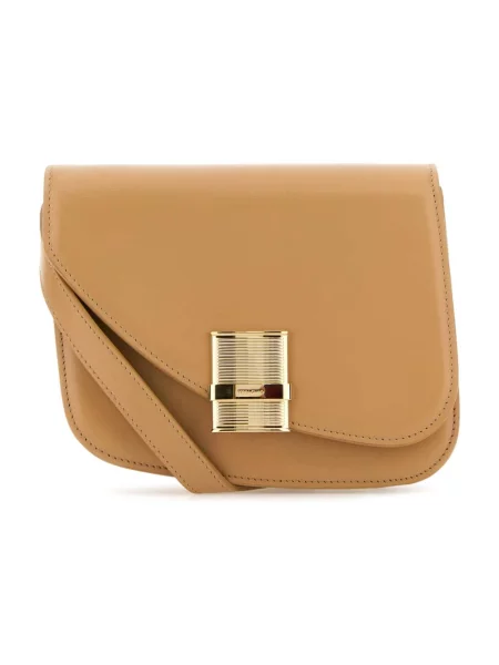Torebka crossbody Salvatore Ferragamo skórzana beżowa