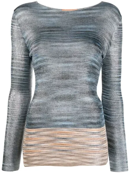 Top Missoni tricotate lung albastru