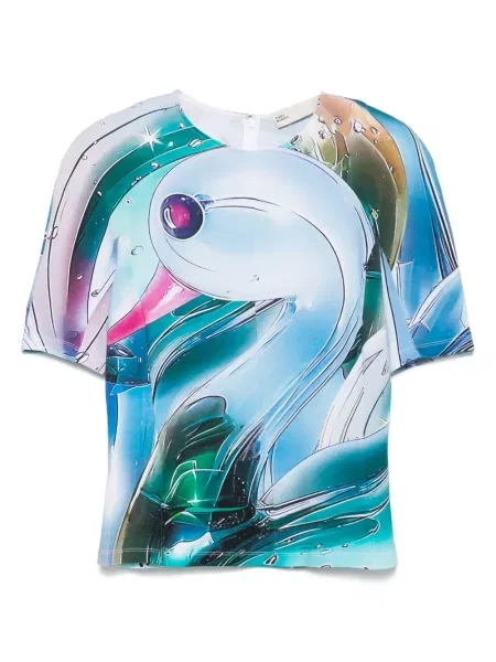 Tricou Tory Burch cu imagine albastru