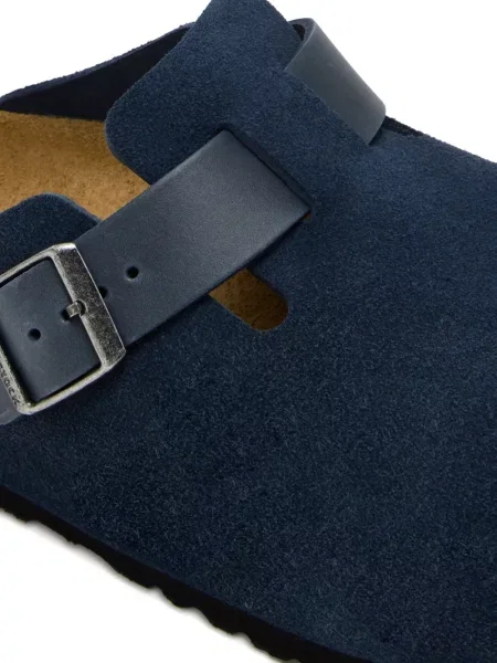 Papuci de casă Birkenstock din piele de căprioară albastru