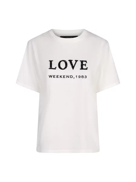 T-shirt o kroju slim fit z czystej bawełny model ‘DAGILE’ Weekend Max Mara biała