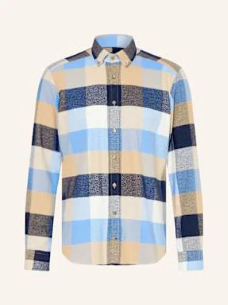 Strokesman's Flanelová Košile Regular Fit béžová/ tmavě modrá/ tmavě modrá béžová