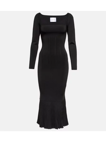 Pletena midi obleka Galvan črna