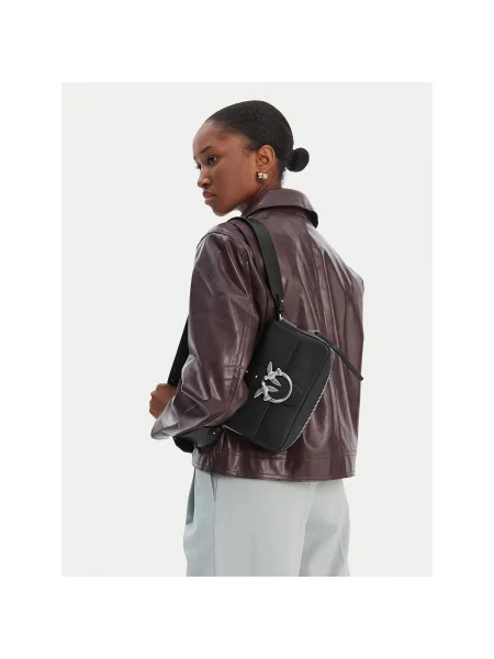 PINKO Geantă Love One Slouchy Zip Mini AI PLTT negru