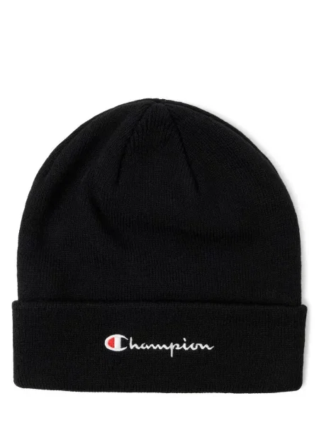 Czapka beanie z szerokim brzegiem i wyhaftowanym logo Champion czarna