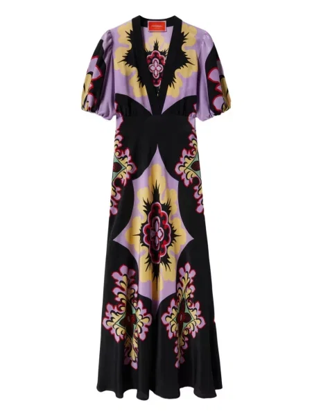 Rochie La Doublej cu model floral cu imagine de costum violet
