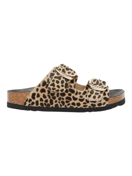 Klapki Scholl Noelle Pony Leather leopard brązowe