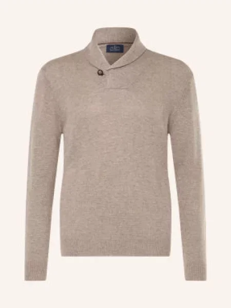 Hackett London Sweter Z Wełną Merynosową beige beżowy