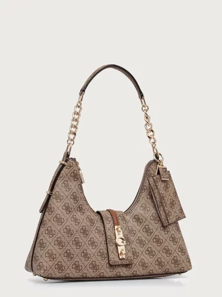 Geanta hobo Guess din piele bej