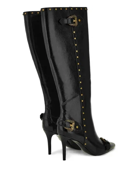 Kozačky Versace Jeans Couture s přezkou se cvočky černé