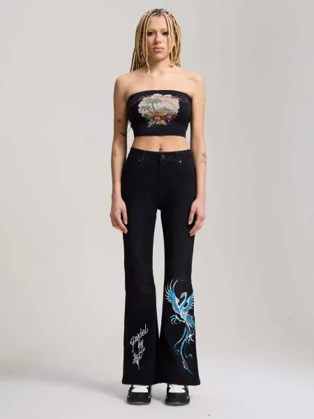 Ed Hardy Džínsy Rising Phoenix' čierna