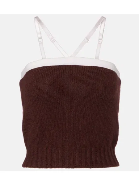 Top Prada de lână maro