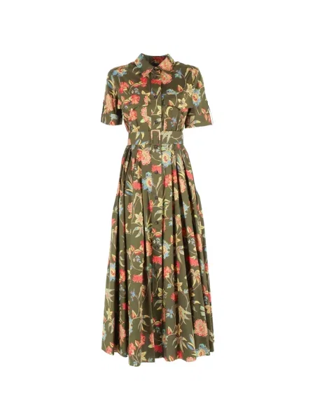 Cămașă Fay cu model floral până la genunchi verde