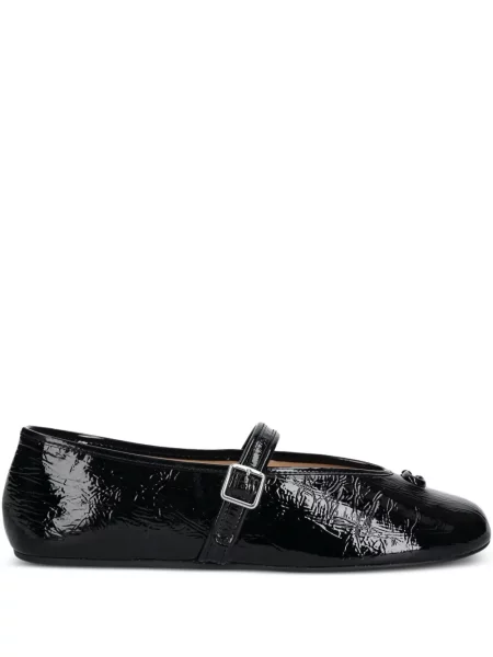 Balerini Coach din piele cu cataramă negru