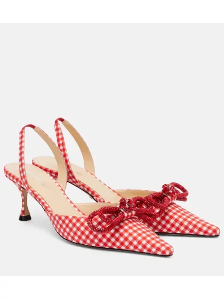 Pantofi cu toc Mach & Mach cu funde slingback roșu