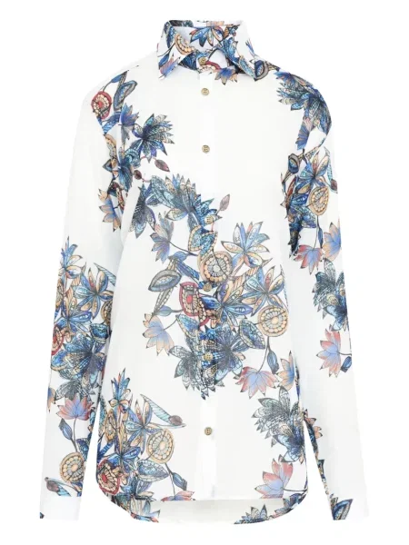 Květinová košile Amir Slama s potiskem bílá