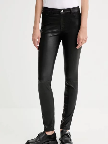 ZADIG&VOLTAIRE pantaloni de piele mulată medium waist negru