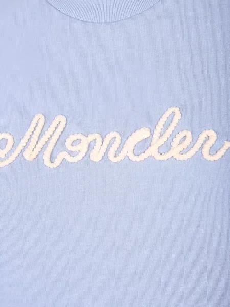 Tricou Moncler cu broderie albastru