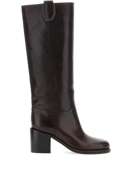 Кожени ботуши Brunello Cucinelli кафяво