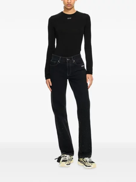 Top Off-white de cristal alb