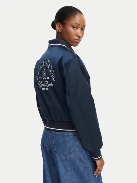 Tommy Jeans Prijelazna jakna Varsity tamno / bijela plava