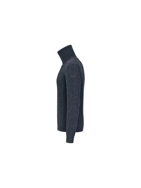 Aksamitny sweter z golfem Rrd do golfa niebieski