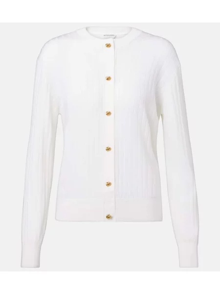 Cardigan Bottega Veneta de lână alb