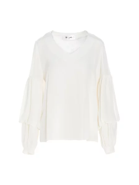 Bluzka Di.la3 Pari' z dekoltem w serek biała