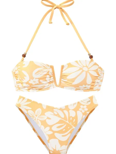 FRENCH CONNECTION Costum de baie două piese galben alb