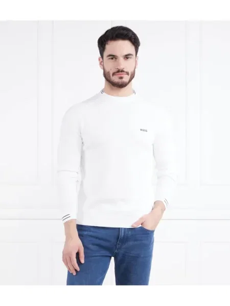 BOSS GREEN Pulover Rolet alb