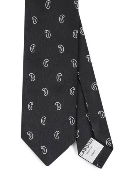 Μεταξωτή γραβάτα Lardini με σχέδιο paisley μαύρο