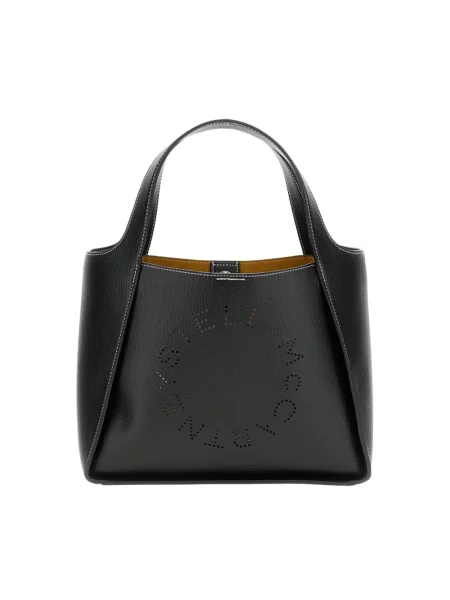 Torebka Stella Mccartney z logo skórzana czarna
