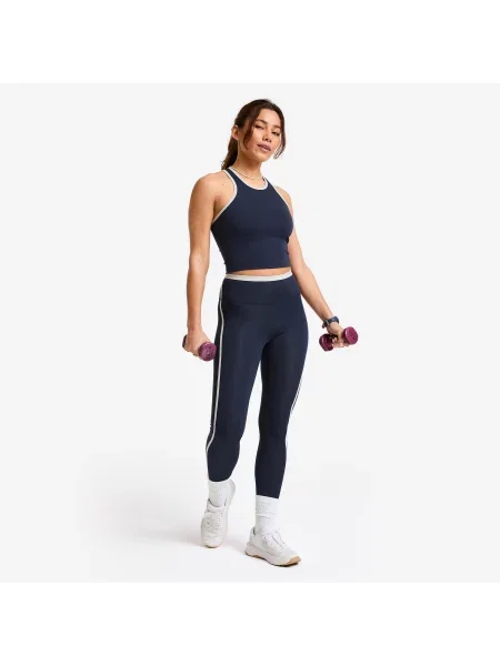 Koszulka fitness Domyos bez rękawów crop niebieska