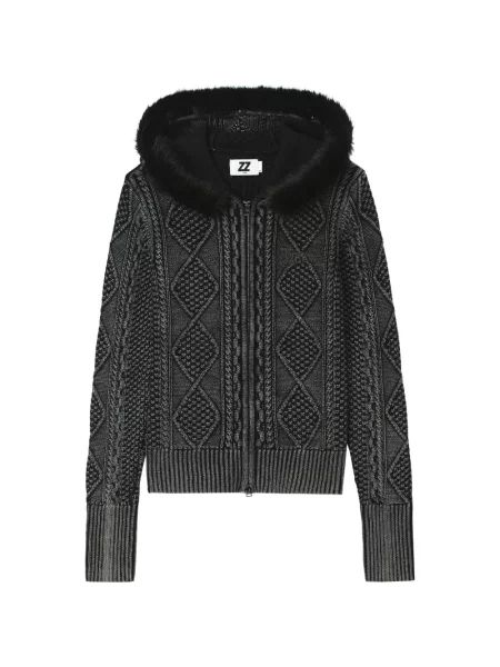 Cardigan Izzue tricotate cu glugă negru