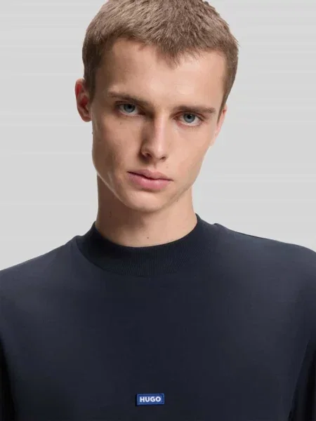 T-shirt o kroju regular fit z czystej bawełny model NIEROS' Hugo Blue