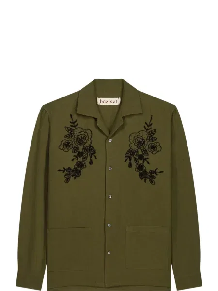 Cămașă Baziszt cu model floral verde