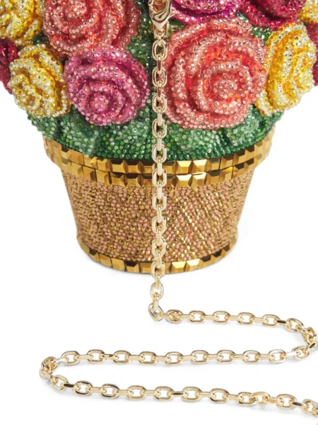 Geantă plic Judith Leiber cu model floral roz