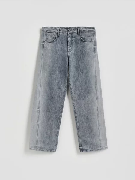 Reserved Blugi baggy cu efect prespălat deschis gri