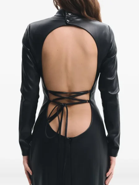 Rochie maxi Lika cu șireturi din dantelă de costum negru