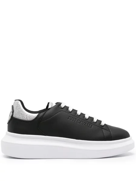 Sneakerși Just Cavalli cu șireturi din dantelă negru