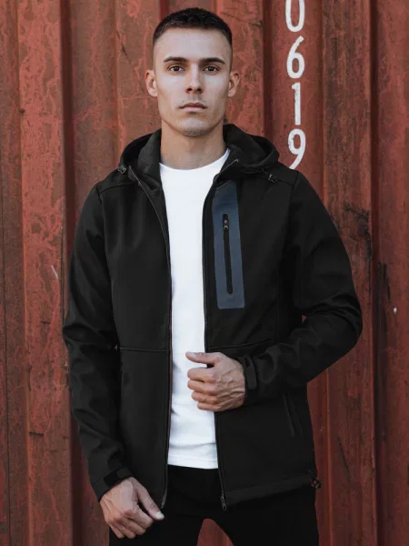 Kurtka przejściowa softshell z kapturem Dstreet czarna