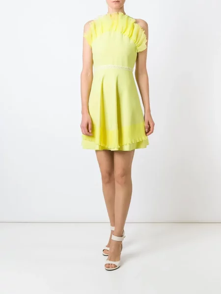 Rochie mini Giamba cu volane de costum galben
