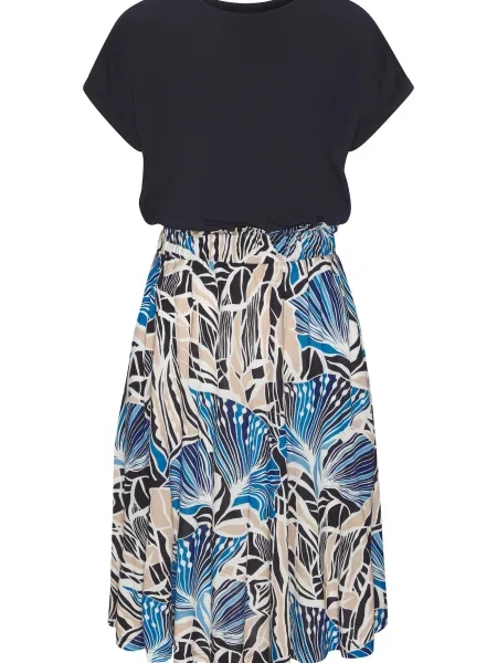 LASCANA Rochie crem / albastru marin / negru alb